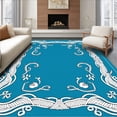 thumbnail image 1 of ODIKA 2'x3' Machine Washable Non-Slip Area Rug, Tidal Motif with Seashell and Nautical Rope Design High Traffic Rug, Blue, 707837, 1 of 7