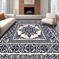 thumbnail image 1 of ODIKA 2'x3' Machine Washable Non-Slip Area Rug, Tile Floor with Quatrefoil Details High Traffic Rug, Blue, 590464, 1 of 7