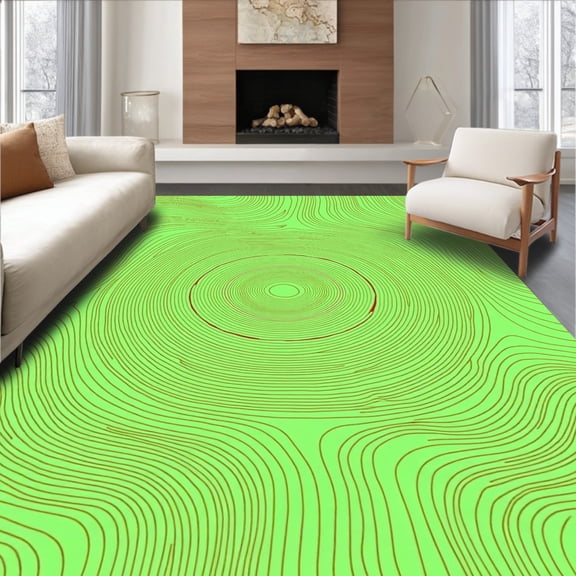 ODIKA 2x3 Machine Washable Non-Slip Area Rug, Topographic Contour Map Style Vintage Machine Indoor High Traffic Rug, Green, 525632