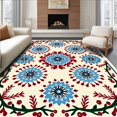 thumbnail image 1 of ODIKA 2'x3' Machine Washable Non-Slip Area Rug, Traditional Nordic Snowflake Medallion with Berry and Frosted Branches High Traffic Rug with Pad, Beige, 627959, 1 of 8