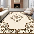 thumbnail image 1 of ODIKA 2'x3' Machine Washable Non-Slip Area Rug, Traditional Ornate Lattice Trellis Scrollwork Fretwork High Traffic Rug with Pad, Brown, 478593, 1 of 8