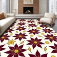 thumbnail image 1 of ODIKA 2'x3' Machine Washable Non-Slip Area Rug, Traditional Poinsettia Bloom Floor Trio with Burgundy Petals High Traffic Rug with Pad, Red, 627217, 1 of 8