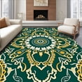 thumbnail image 1 of ODIKA 2'x3' Machine Washable Non-Slip Area Rug, Traditional Rosette Interlocking Symmetrical Radial Design High Traffic Rug with Pad, Green, 547163, 1 of 8