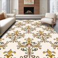 thumbnail image 1 of ODIKA 2'x3' Machine Washable Non-Slip Area Rug, Transitional Damask With Curved Floral Design High Traffic Rug with Pad, Ivory, 483588, 1 of 8