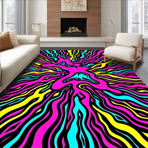 ODIKA 2x3 Machine Washable Non-Slip Area Rug, Trendy Statement Decorative With Graffiti Splash Design High Traffic Rug, Pink, 531773