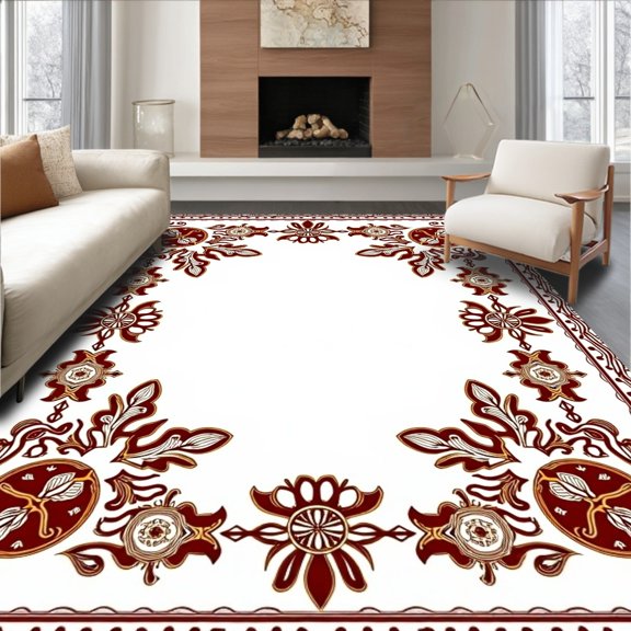 ODIKA 2'x3' Machine Washable Non-Slip Area Rug, Trophy Medallion Athletic Welcome with Design High Traffic Rug, Brown, 669119