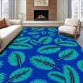 thumbnail image 1 of ODIKA 2'x3' Machine Washable Non-Slip Area Rug, Tropical Palm Frond Botanical Leaf Design High Traffic Rug, Blue, 445643, 1 of 7