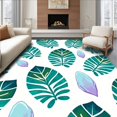 thumbnail image 1 of ODIKA 2'x3' Machine Washable Non-Slip Area Rug, Tropical Palm Frond Design with Scattered Sea Glass Shapes High Traffic Rug, Green, 702369, 1 of 7