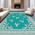 thumbnail image 1 of ODIKA 2'x3' Machine Washable Non-Slip Area Rug, Tropical Reef Border Medallion Accent Design High Traffic Rug, Blue, 714641, 1 of 7