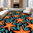 thumbnail image 1 of ODIKA 2'x3' Machine Washable Non-Slip Area Rug, Tropical Starfish Coral Reef Design Bathroom Floor Covering High Traffic Rug with Pad, Black, 729619, 1 of 8