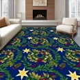 thumbnail image 1 of ODIKA 2'x3' Machine Washable Non-Slip Area Rug, Twinkling Wreath Design Christmas Entrance Covering High Traffic Rug with Pad, Blue, 628092, 1 of 8