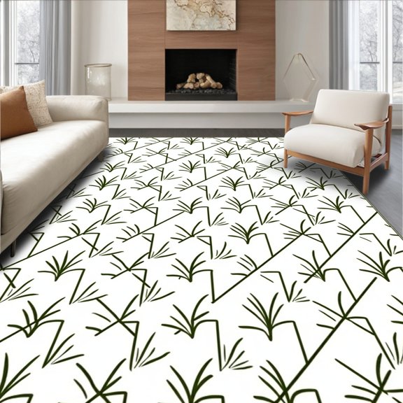 ODIKA 2x3 Machine Washable Non-Slip Area Rug, Verdant Labyrinth Interlocking Maze with Olive and Forest Tones High Traffic Rug, Black, 518130