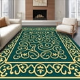 thumbnail image 1 of ODIKA 2'x3' Machine Washable Non-Slip Area Rug, Verdant Spiral Motif with Ornate Ivy Accents and Flowing Swirls High Traffic Rug with Pad, Green, 624203, 1 of 8