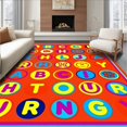 thumbnail image 1 of ODIKA 2'x3' Machine Washable Non-Slip Area Rug, Vibrant Alphabet Medallion Featuring Playful Lettering and Colorful Borders High Traffic Rug, Orange, 690660, 1 of 7