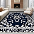 thumbnail image 1 of ODIKA 2'x3' Machine Washable Non-Slip Area Rug, Victorian Flourish Interlocking Ravens Design High Traffic Rug, Blue, 669260, 1 of 7