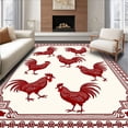 thumbnail image 1 of ODIKA 2'x3' Machine Washable Non-Slip Area Rug, Vintage Barnyard Rooster with Folk Art Design High Traffic Rug with Pad, Red, 731829, 1 of 8