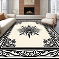thumbnail image 1 of ODIKA 2'x3' Machine Washable Non-Slip Area Rug, Vintage Border with Central Medallion High Traffic Rug with Pad, Black, 665037, 1 of 8