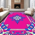 thumbnail image 1 of ODIKA 2'x3' Machine Washable Non-Slip Area Rug, Vintage Damask Scrollwork with Elegant Botanical Vine Flourishes High Traffic Rug with Pad, Pink, 533842, 1 of 8