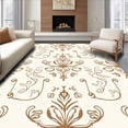 thumbnail image 1 of ODIKA 2'x3' Machine Washable Non-Slip Area Rug, Vintage Damask Swirl With Intricate Scrollwork High Traffic Rug, Brown, 373485, 1 of 7