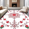thumbnail image 1 of ODIKA 2'x3' Machine Washable Non-Slip Area Rug, Vintage Floral Medallion Featuring Rosette Lace and Scrollwork High Traffic Rug, Red, 640680, 1 of 7