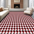 thumbnail image 1 of ODIKA 2'x3' Machine Washable Non-Slip Area Rug, Vintage Holiday Houndstooth with Contemporary Checkered Accents High Traffic Rug, Red, 610583, 1 of 7