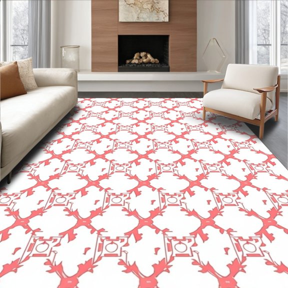 ODIKA 2x3 Machine Washable Non-Slip Area Rug, Vintage Nordic Berry Vine with Interlocking High Traffic Rug, Pink, 636887