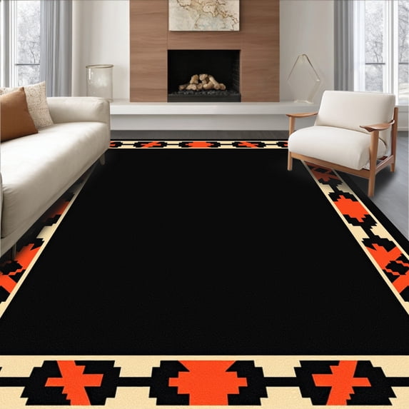 ODIKA 2'x3' Machine Washable Non-Slip Area Rug, Vintage Ranch Hide Design Southwestern Accent with Natural High Traffic Rug, Beige, 614019