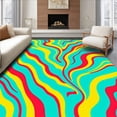 thumbnail image 1 of ODIKA 2'x3' Machine Washable Non-Slip Area Rug, Vivid Interlocking Waves with Playful Ombre Accents and Dynamic Stripes High Traffic Rug with Pad, Cyan, 702974, 1 of 8