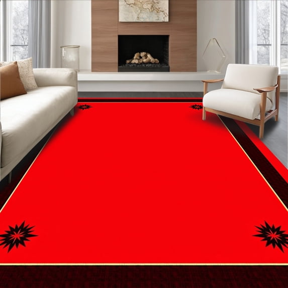 ODIKA 2'x3' Machine Washable Non-Slip Area Rug, Walk Fame Glamour Strip Ceremonial Passage High Traffic Rug, Red, 601802