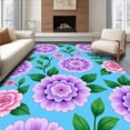 thumbnail image 1 of ODIKA 2'x3' Machine Washable Non-Slip Area Rug, Watercolor Hydrangea Blossom with Cascading Rose Petals High Traffic Rug with Pad, Blue, 509660, 1 of 8