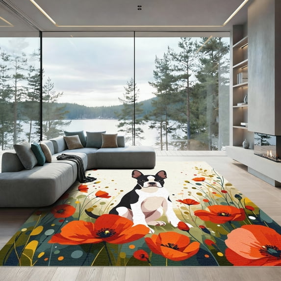 ODIKA 2'x3' Machine Washable Non-Slip Area Rug, Watercolor Red High Traffic Rug with Pad, Red, 1052387