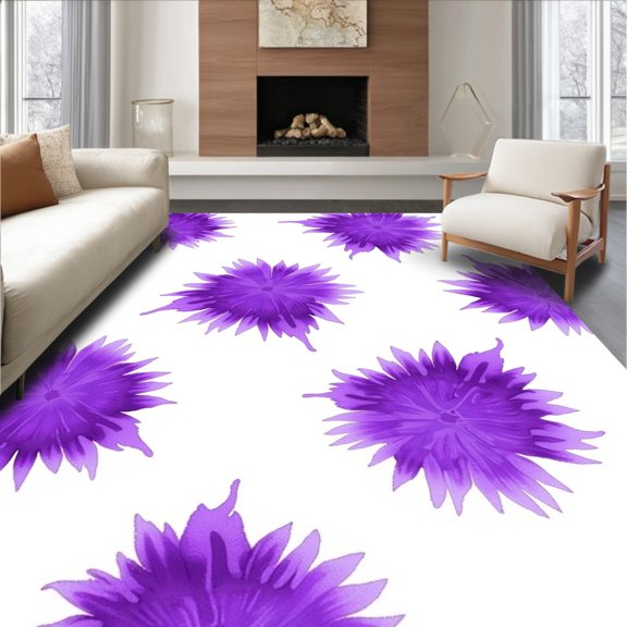 ODIKA 2x3 Machine Washable Non-Slip Area Rug, Watercolor Splash Artistic Floor Statement High Traffic Rug, Purple, 531196