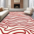 thumbnail image 1 of ODIKA 2'x3' Machine Washable Non-Slip Area Rug, Wave Ripple with Flowing Nautical Design High Traffic Rug with Pad, Red, 718258, 1 of 8