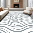 thumbnail image 1 of ODIKA 2'x3' Machine Washable Non-Slip Area Rug, Wavy Arch High Textured Modern Luxury Design High Traffic Rug with Pad, White, 572381, 1 of 8
