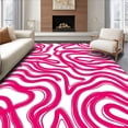 thumbnail image 1 of ODIKA 2'x3' Machine Washable Non-Slip Area Rug, Wavy Brushstroke Abstract Modern Artistic Statement High Traffic Rug with Pad, Pink, 594353, 1 of 8
