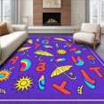 thumbnail image 1 of ODIKA 2'x3' Machine Washable Non-Slip Area Rug, Whimsical Alphabet Mosaic with Sun and Umbrella Accents High Traffic Rug with Pad, Purple, 697253, 1 of 8