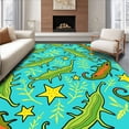 thumbnail image 1 of ODIKA 2'x3' Machine Washable Non-Slip Area Rug, Whimsical Axolotl Garden with Coral and Seaweed Fantasy High Traffic Rug, Blue, 721724, 1 of 7