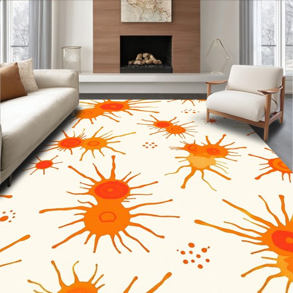 ODIKA 2x3 Machine Washable Non-Slip Area Rug, Whimsical Brushstroke Watercolor Splatter Contemporary High Traffic Rug, White, 664582