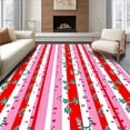 thumbnail image 1 of ODIKA 2'x3' Machine Washable Non-Slip Area Rug, Whimsical Cane Stripe with Delicate Holly Leaf Accents High Traffic Rug, Red, 507731, 1 of 7