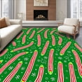 thumbnail image 1 of ODIKA 2'x3' Machine Washable Non-Slip Area Rug, Whimsical Cane Stripes with Snowfall Dots Bathroom Trio High Traffic Rug, Green, 626014, 1 of 7
