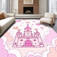 thumbnail image 1 of ODIKA 2'x3' Machine Washable Non-Slip Area Rug, Whimsical Castle Wonderland with Floating Stars and Playful Hearts Motif High Traffic Rug, Pink, 724624, 1 of 7