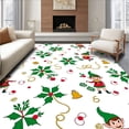 thumbnail image 1 of ODIKA 2'x3' Machine Washable Non-Slip Area Rug, Whimsical Christmas Elves Surrounded by Interlocking Holly and Bell High Traffic Rug with Pad, Red, 733624, 1 of 8
