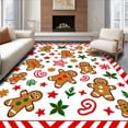 thumbnail image 1 of ODIKA 2'x3' Machine Washable Non-Slip Area Rug, Whimsical Cookie Pals and Peppermint Stripe Patchwork with Holiday Icons High Traffic Rug, Brown, 632520, 1 of 7