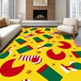 thumbnail image 1 of ODIKA 2'x3' Machine Washable Non-Slip Area Rug, Whimsical Elf Hat and Cane with Vibrant Festive Colors High Traffic Rug, Yellow, 621770, 1 of 7