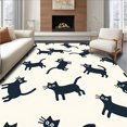 thumbnail image 1 of ODIKA 2'x3' Machine Washable Non-Slip Area Rug, Whimsical Feline Cartoon Style Playful Cat Design High Traffic Rug with Pad, Black, 722584, 1 of 8