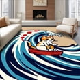 thumbnail image 1 of ODIKA 2'x3' Machine Washable Non-Slip Area Rug, Whimsical Feline Surfing Ocean Waves Vintage Maritime Adventure High Traffic Rug with Pad, Beige, 655507, 1 of 8