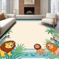 thumbnail image 1 of ODIKA 2'x3' Machine Washable Non-Slip Area Rug, Whimsical Jungle Parade Featuring Smiling Animal Characters and Palms High Traffic Rug, Beige, 684023, 1 of 7