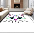 thumbnail image 1 of ODIKA 2'x3' Machine Washable Non-Slip Area Rug, Whimsical Kitten Face Shaped Bathroom Floor Covering High Traffic Rug with Pad, White, 724514, 1 of 8