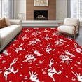 thumbnail image 1 of ODIKA 2'x3' Machine Washable Non-Slip Area Rug, Whimsical Reindeer and Ornament Scene High Traffic Rug, Red, 638013, 1 of 7