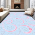 thumbnail image 1 of ODIKA 2'x3' Machine Washable Non-Slip Area Rug, Whimsical Ribbon Swirls with Delicate Floral Accents and Curvy Motifs High Traffic Rug, Blue, 730801, 1 of 7
